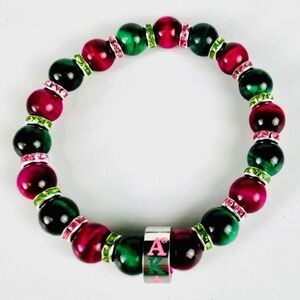 Alpha Kappa Alpha AKA Bling Swirled Natural Stone Bracelet